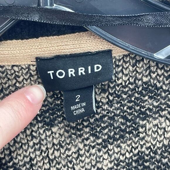 Torrid Womens Cardigan Sweater Longline Acrylic Stretch Sweater Brown Black 2 2X - Picture 8 of 13